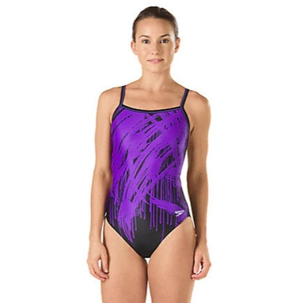 NWT Speedo 12 PowerFLEX ECO Drip Splash Flyback Youth Purple 110386